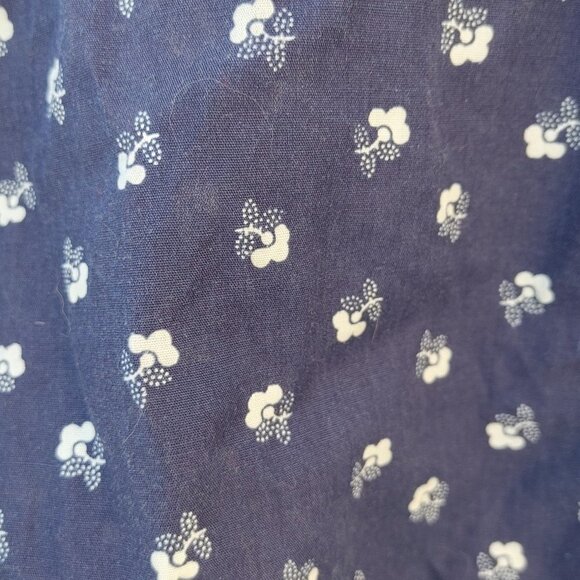 Vintage Permanent Press Blouse Size 38 Floral Stripe Navy Pattern - Picture 3 of 6